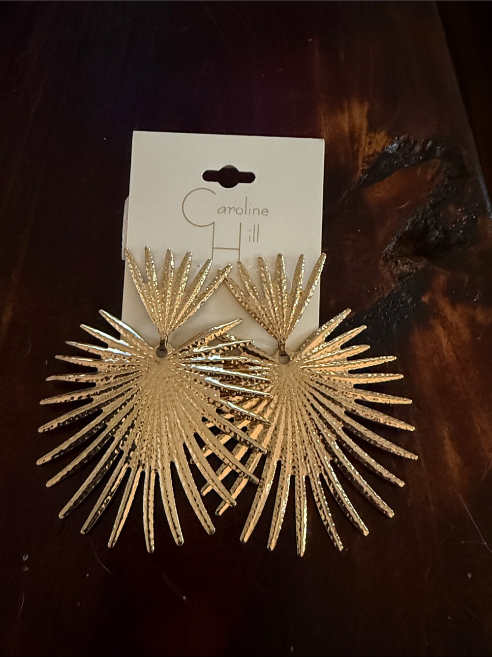 Caroline Hill Gold Sunburst Statement Earrings
